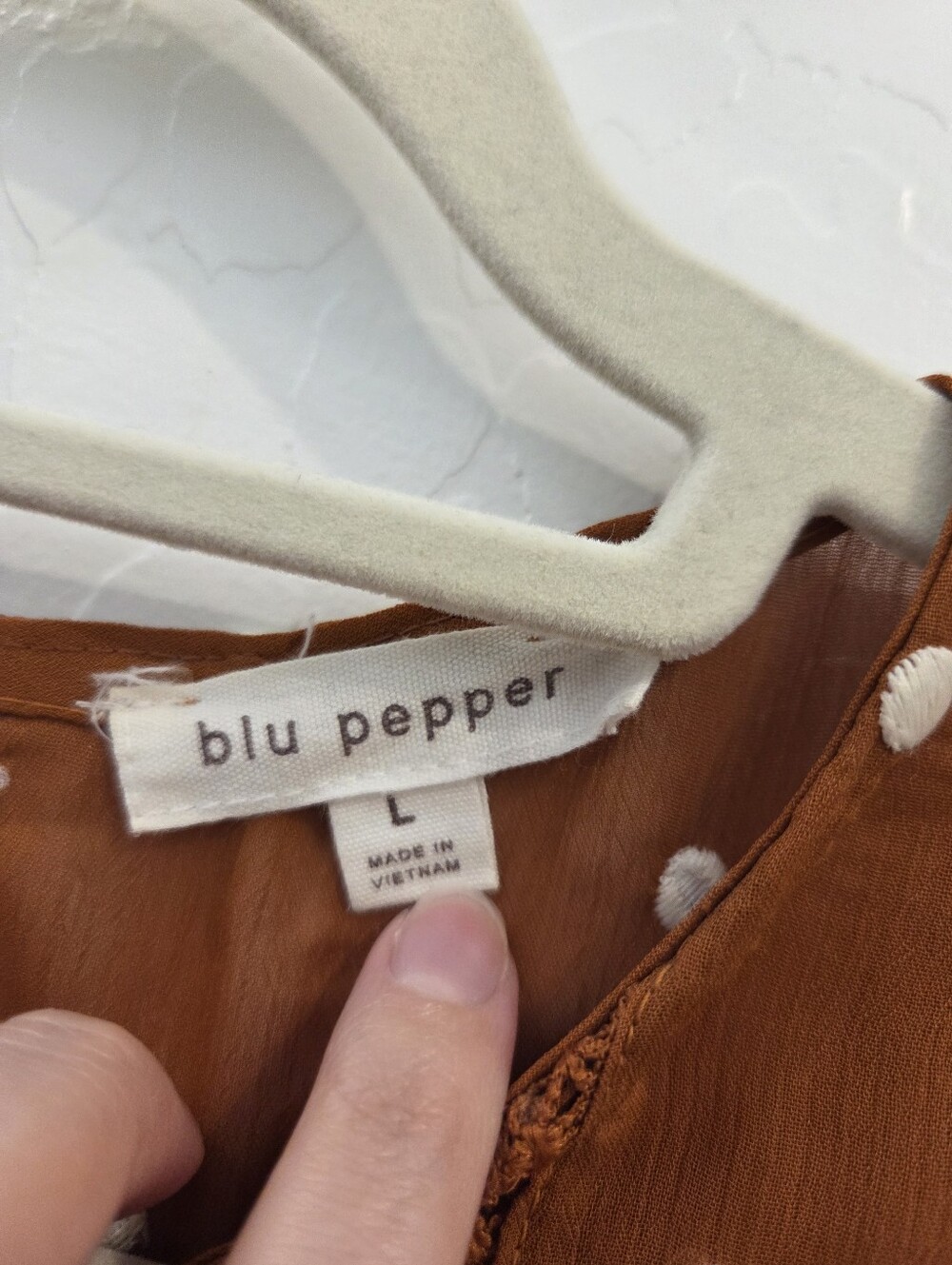 Blu Pepper Rust Polka Dot Tiered Mini Dress - Picture 2 of 6